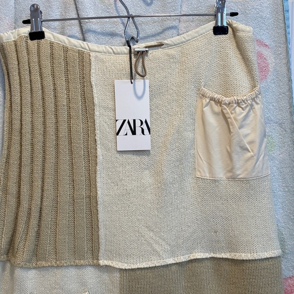 NWT Zara Cream Patchwork A-Line Skirt - Picture 3 of 9